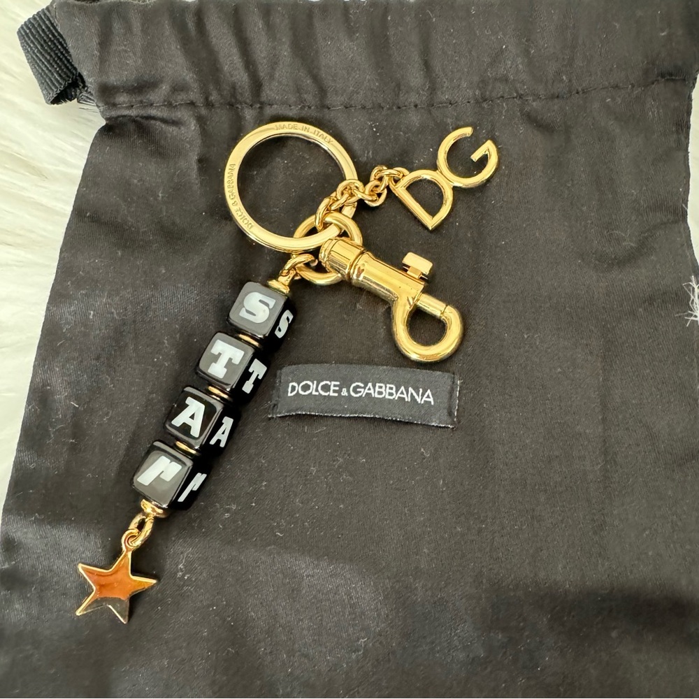DOLCE & GABBANA Star Key Chain Gold Hardware Made in Italy